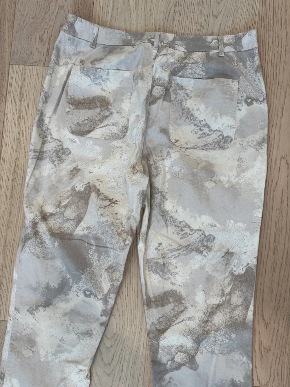 Denim & Co Casual Stone Tones Pattern Women's 14 Pants Front Button‎ Zip NWOT